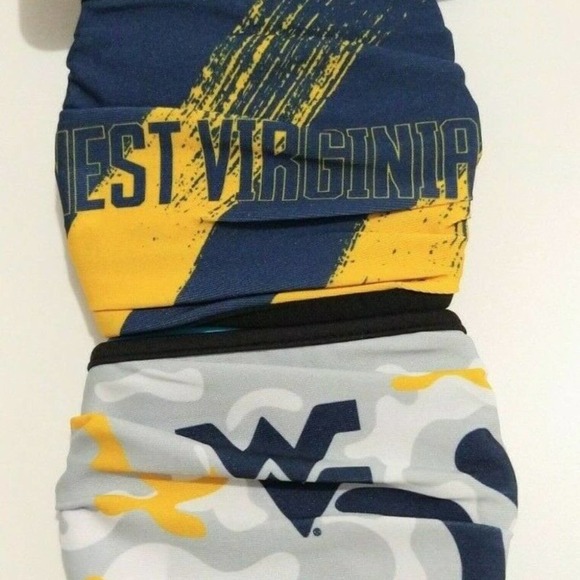 West Virginia University 2 Pc Face Cover Youth Face Mask Set Blue & Gold - Picture 7 of 7